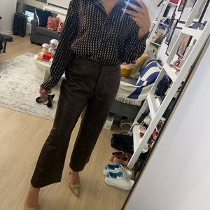 Sandro brown leather pants. worn once.